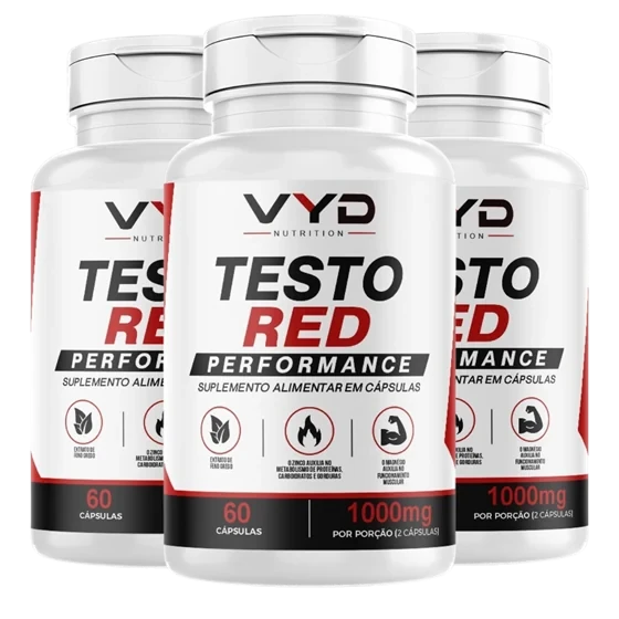 Kit com 3 potes de Testo Red Performance