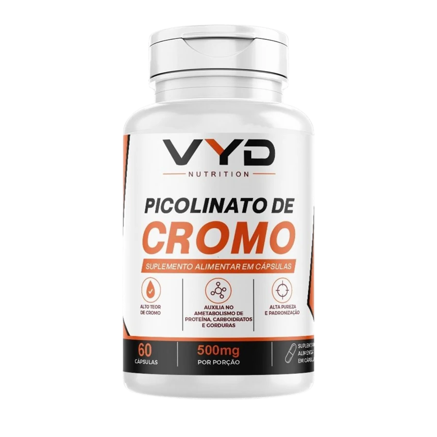 Pote do Picolinato de Cromo VYD Nutrition com 60 cápsulas