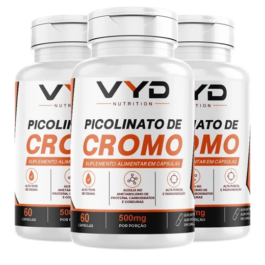 Kit com 3 potes de Picolinato de Cromo