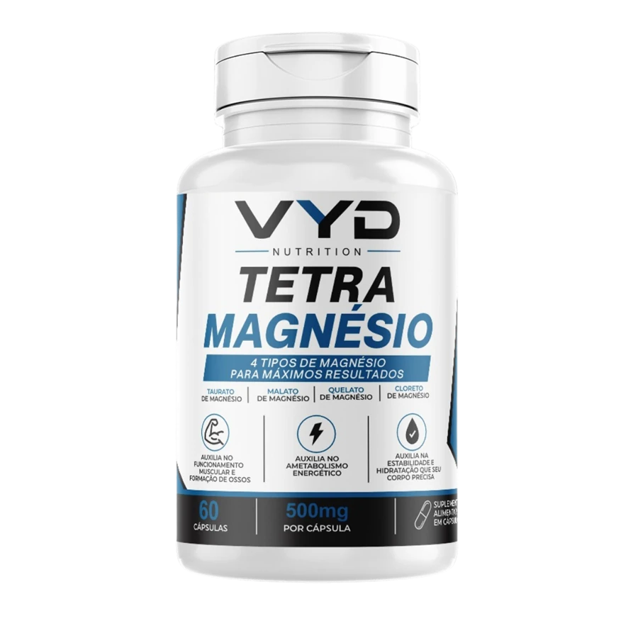 Pote do Tetra Magnésio VYD Nutrition com 60 cápsulas
