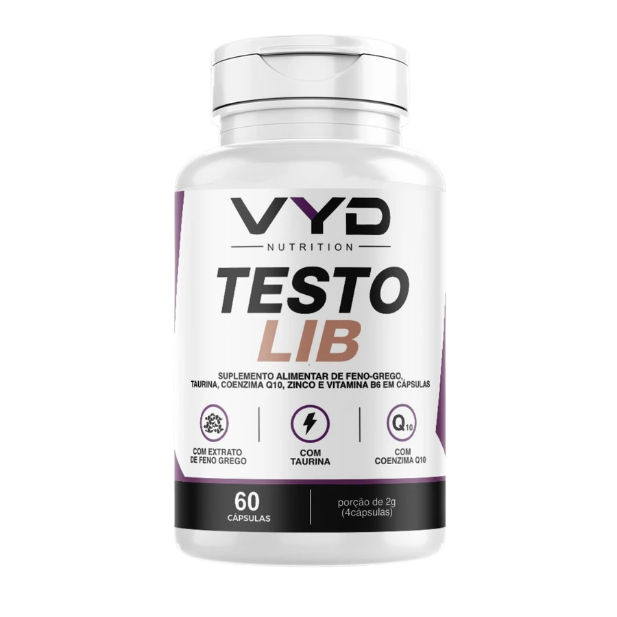 Frasco do Testo Lib VYD Nutrition com 60 cápsulas